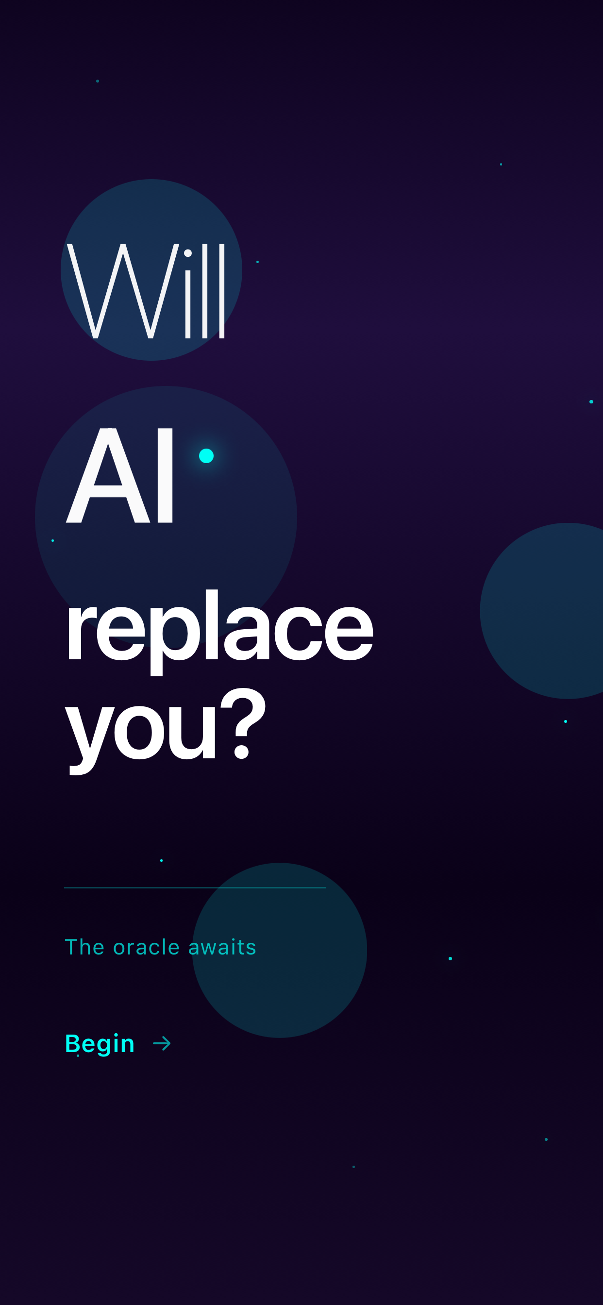 App welcome screen with oracle branding